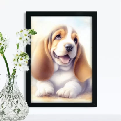 Quadro Cachorro Basset para Quarto de Criança