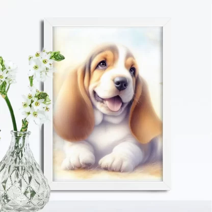 Quadro Cachorro Basset para Quarto de Criança