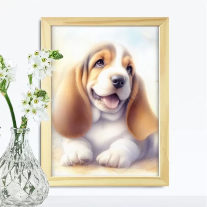 Quadro Cachorro Basset para Quarto de Criança