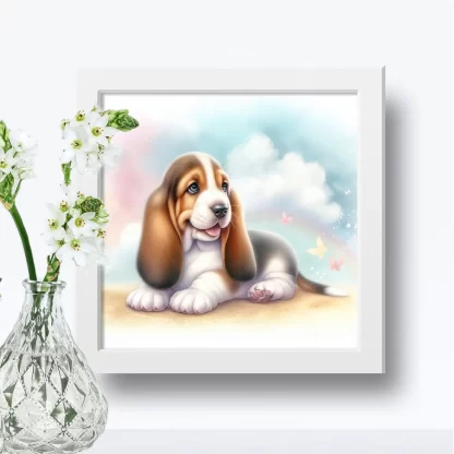 Quadro Infantil com Cachorro Basset