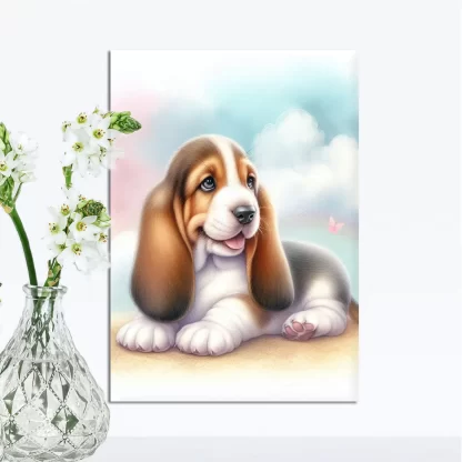 Quadro Infantil com Cachorro Basset