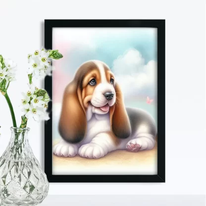 Quadro Infantil com Cachorro Basset