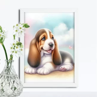 Quadro Infantil com Cachorro Basset