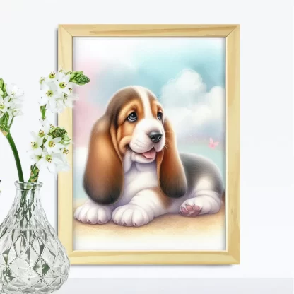 Quadro Infantil com Cachorro Basset