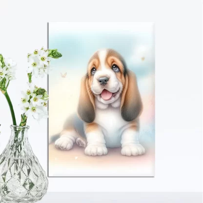 Quadro Infantil Cachorrinho Basset Fofo