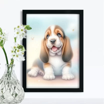 Quadro Infantil Cachorrinho Basset Fofo