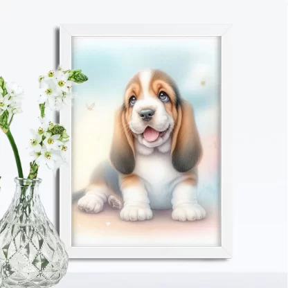 Quadro Infantil Cachorrinho Basset Fofo