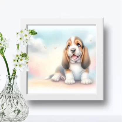 Quadro Infantil Cachorrinho Basset Fofo