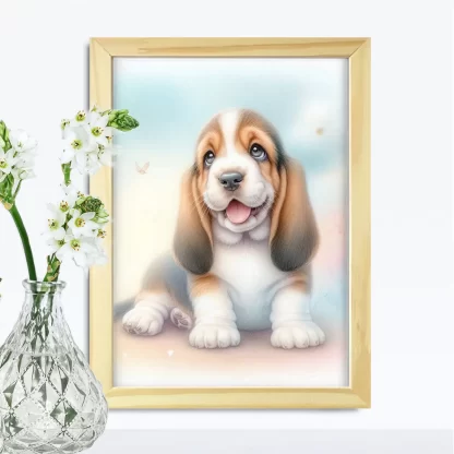 Quadro Infantil Cachorrinho Basset Fofo