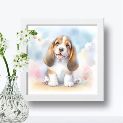 Quadro Cachorro Basset para Quarto Infantil