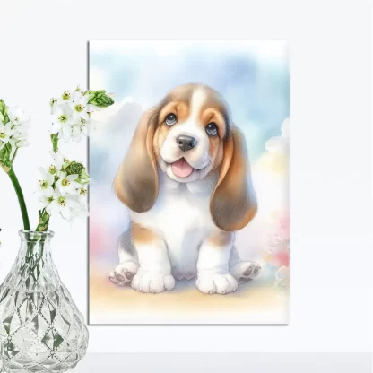 Quadro Cachorro Basset para Quarto Infantil