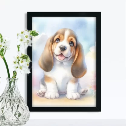 Quadro Cachorro Basset para Quarto Infantil