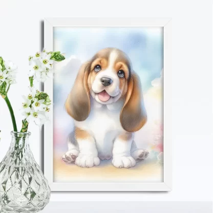 Quadro Cachorro Basset para Quarto Infantil