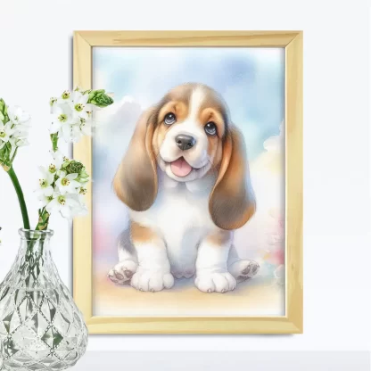 Quadro Cachorro Basset para Quarto Infantil