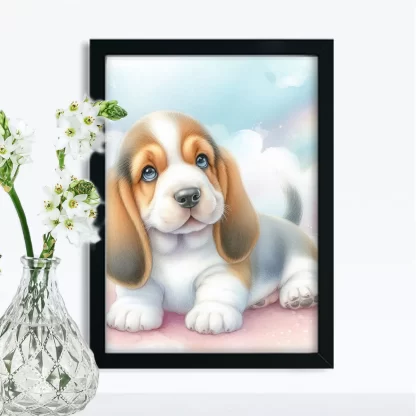 Quadro Decorativo para Criança Cachorro Basset