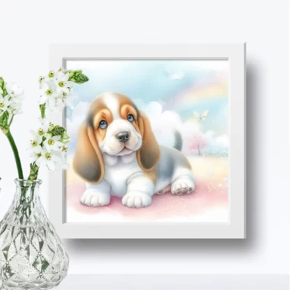 Quadro Decorativo para Criança Cachorro Basset