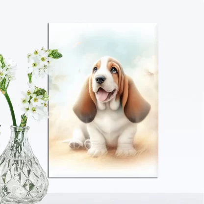 Quadro Cachorro Basset para Quarto Infantil