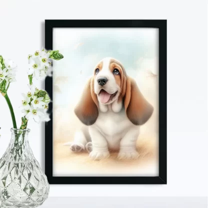 Quadro Cachorro Basset para Quarto Infantil