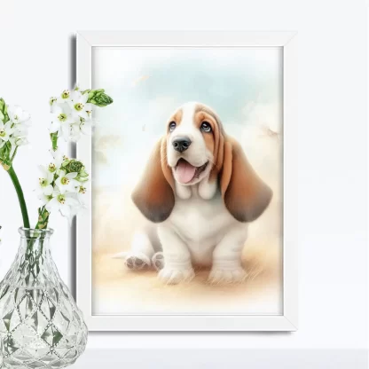 Quadro Cachorro Basset para Quarto Infantil