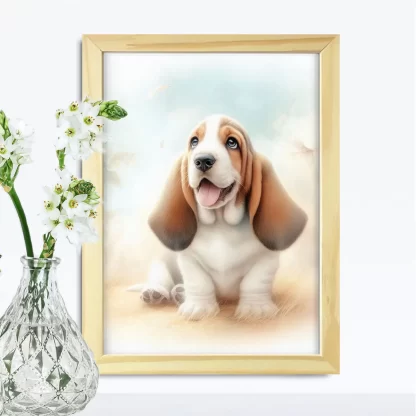 Quadro Cachorro Basset para Quarto Infantil