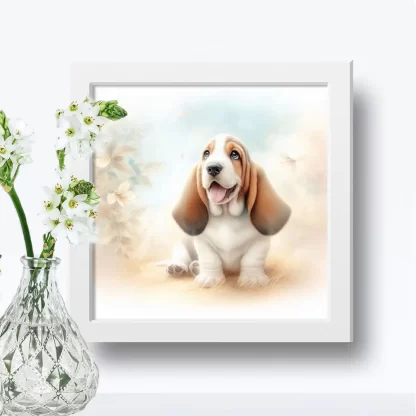 Quadro Cachorro Basset para Quarto Infantil