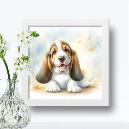 Quadro Decorativo Cachorro Basset Fofo