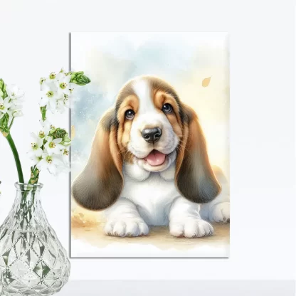 Quadro Decorativo Cachorro Basset Fofo