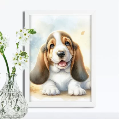 Quadro Decorativo Cachorro Basset Fofo