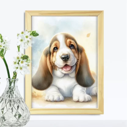 Quadro Decorativo Cachorro Basset Fofo