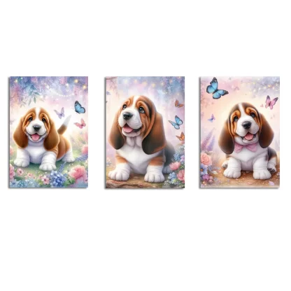 Ilumine o quarto infantil com nosso quadro decorativo de cachorro soprando bola de chiclete. Design fofo e alta qualidade. Compre já!