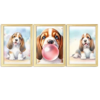 Quadros decorativos infantis de Cachorro Basset