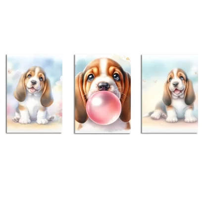 Quadros decorativos infantis de Cachorro Basset