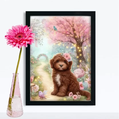 Quadro Decorativo Cachorrinho em jardim encantado SKU: 117g33c