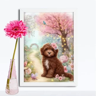 Quadro Decorativo Cachorrinho em jardim encantado SKU: 117g33c