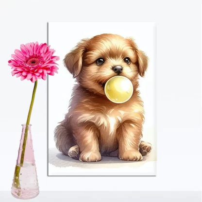 Quadro Decorativo Cachorrinho com Chiclete