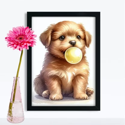 Quadro Decorativo Cachorrinho com Chiclete