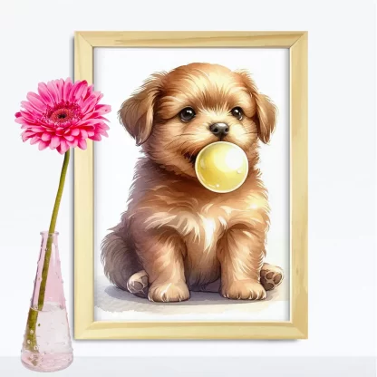 Quadro Decorativo Cachorrinho com Chiclete