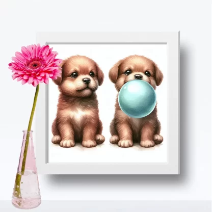 Quadro Decorativo Cachorrinhos e chiclete