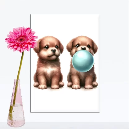 Quadro Decorativo Cachorrinhos e chiclete