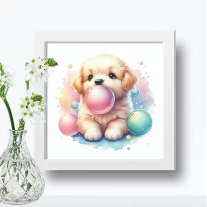 Quadro Decorativo Cachorro e Chiclete Fofo