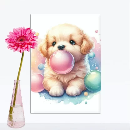 Quadro Decorativo Cachorro e Chiclete Fofo