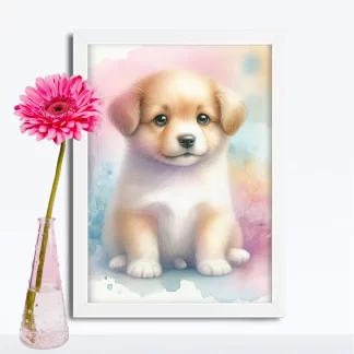 Quadro Infantil com Cachorro Decoração Criança