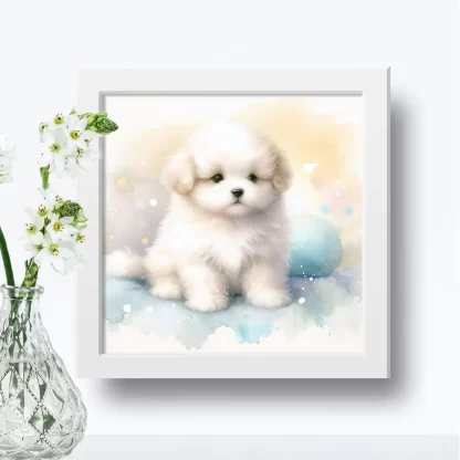 Quadro Decorativo Infantil com Cachorrinho Fofo