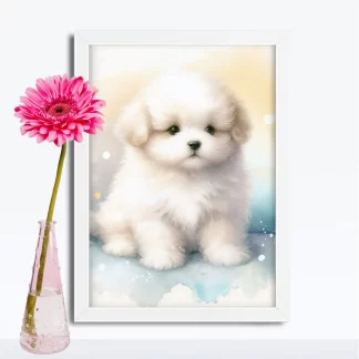 Quadro Decorativo Infantil com Cachorrinho Fofo