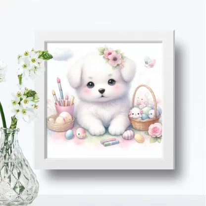 Quadro Decorativo Cachorrinha Fofa para Quarto Infantil