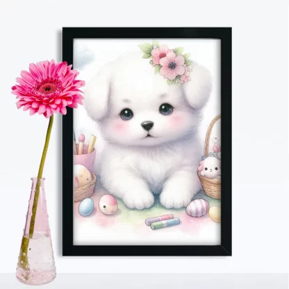 Quadro Decorativo Cachorrinha Fofa para Quarto Infantil