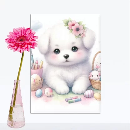 Quadro Decorativo Cachorrinha Fofa para Quarto Infantil